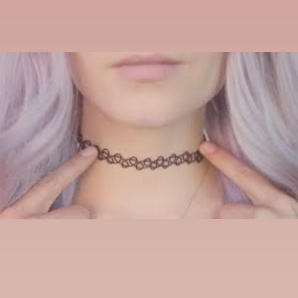 90's Choker Necklace Black Double Stringed